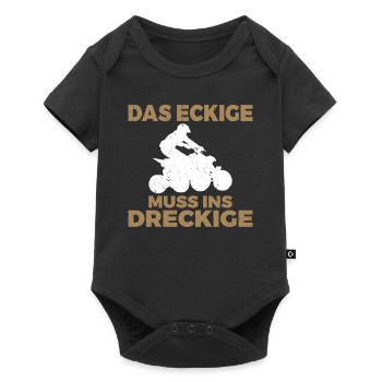Das Eckige Muss ins Dreckige Gelände Offroader Jäg - Baby Premium Kurzarmbody - Schwarz - Vorne