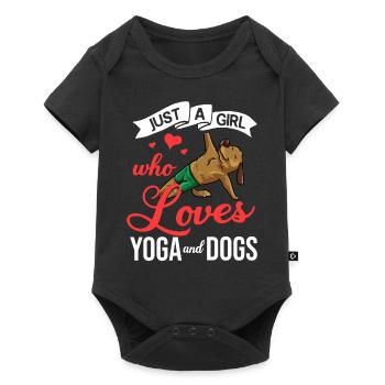 Yoga Dog Beginner Workout Poses Quotes Meditation - Baby Premium short-sleeve bodysuit - black - Front