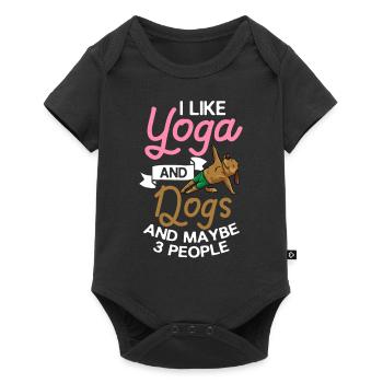 Yoga Dog Beginner Workout Poses Quotes Meditation - Baby Premium short-sleeve bodysuit - black - Front