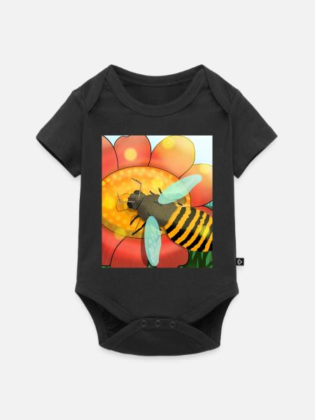 Biene - Baby Premium Kurzarmbody - Schwarz