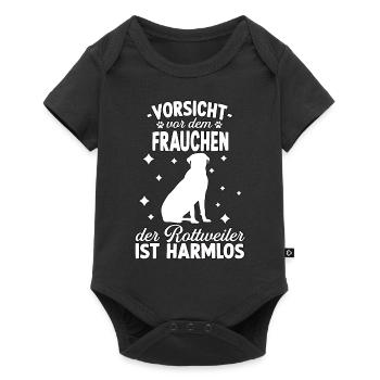 Witziges Rotti Frauchen Hundeliebhaber Rottweiler - Baby Premium Kurzarmbody - Schwarz - Vorne