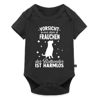 Rottweiler Hundeschule Rotti Motiv Frauchen - Baby Premium Kurzarmbody - Schwarz - Vorne