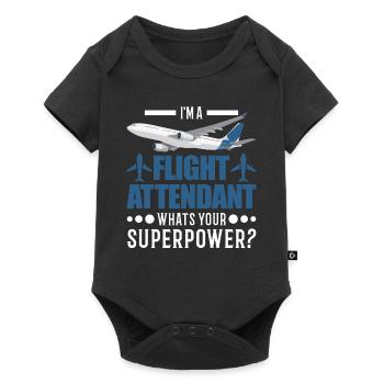 Flight Attendant Superkraft Stewardess - Baby Premium short-sleeve bodysuit - black - Front