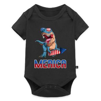 Patriotisch Trex amerikanische Dino Merica 4. Juli - Baby Premium Kurzarmbody - Schwarz - Vorne