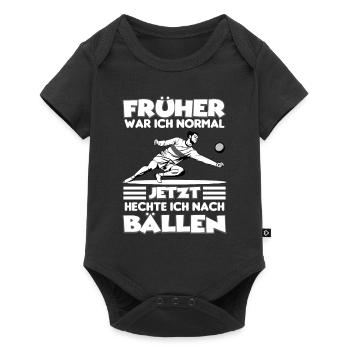 Früher war ich normal jetzt Ballsport | Faustball - Baby Premium Kurzarmbody - Schwarz - Vorne