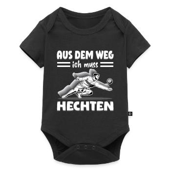 Aus dem Weg ich muss Hechten | Faustball - Baby Premium Kurzarmbody - Schwarz - Vorne