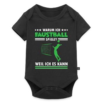 Warum ich Faustball spiele Fistball Faustballer - Baby Premium Kurzarmbody - Schwarz - Vorne