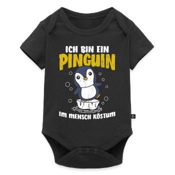 ICH BIN EIN PINGUIN IM MENSCH KÖSTUM Geschenkidee - Baby Premium Kurzarmbody - Schwarz - Vorne