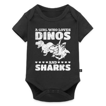 A girl who loves dinosaurs and sharks Dinosaurs - Baby Premium short-sleeve bodysuit - black - Front