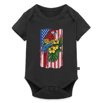 USA Flag Parrot Bird Lover Parrot Bird - Baby Premium short-sleeve bodysuit - black - Front