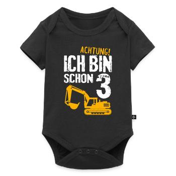 3. Geburtstag Bagger 3 Jahre Kindergeburtstag - Baby Premium Kurzarmbody - Schwarz - Vorne