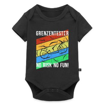 Grenzentester No Risk No Fun Motorradfahrer Biker - Baby Premium Kurzarmbody - Schwarz - Vorne