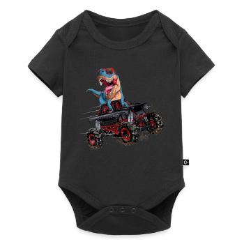 Trex Monster Truck Dirt Racing Dinosaurs - Baby Premium short-sleeve bodysuit - black - Front