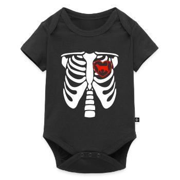 Cat Cats Cat Skeleton Bone Heart - Baby Premium short-sleeve bodysuit - black - Front