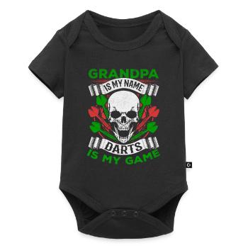 Grandpa is my name Darts is my game Darts player - Baby Premium short-sleeve bodysuit - black - Front