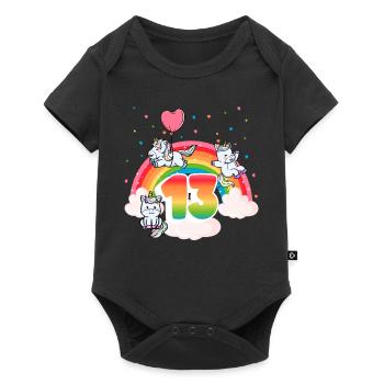 13th Birthday Rainbow Unicorn Theme - Baby Premium short-sleeve bodysuit - black - Front