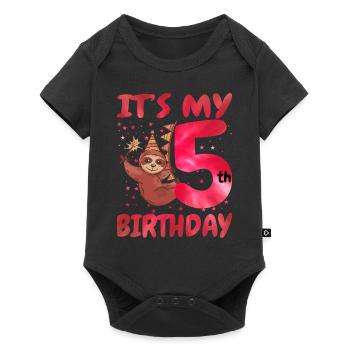 5th Birthday Cute Sloth Party Hut Themed Birthday - Baby Premium short-sleeve bodysuit - black - Front
