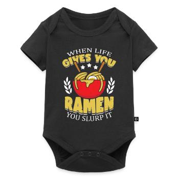 Quand la vie vous donne des ramen, vous les sirotez | - Body à manches courtes Premium Bébé - noir - Devant