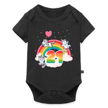 21st Birthday Rainbow Unicorn Theme - Baby Premium short-sleeve bodysuit - black - Front