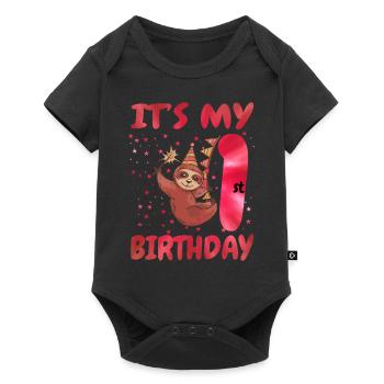 1st Birthday Cute Sloth Party Hut Themed Birthday - Baby Premium short-sleeve bodysuit - black - Front