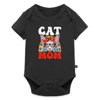 Sphynx Katze Bandana Katze Mama - Baby Premium Kurzarmbody - Schwarz - Vorne