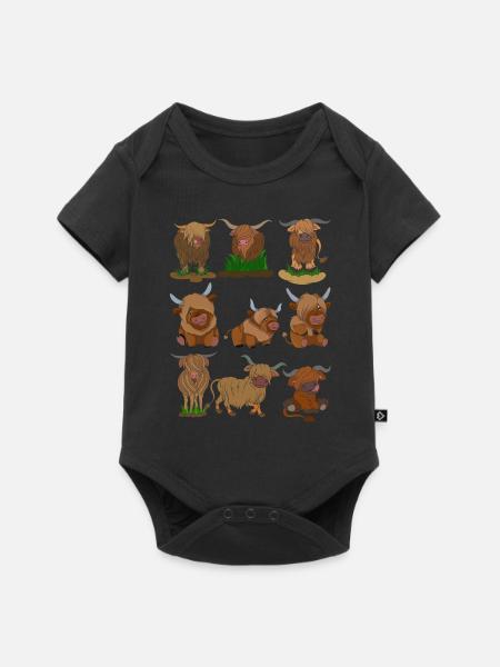 Schottisches Hochlandrind - Baby Premium Kurzarmbody - Schwarz