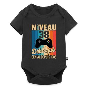 38 Ans 1985 Anniversaire Cadeau Citation Gamer - Body à manches courtes Premium Bébé - noir - Devant