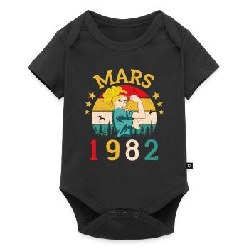 Mars 1982 Anniversaire Idée Cadeau Vintage 1982 - Body à manches courtes Premium Bébé - noir - Devant