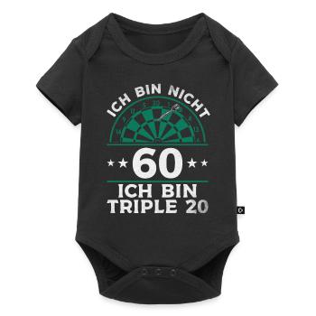 Ich bin nicht 60 Ich bin triple 20 - Dart Spieler - Baby Premium Kurzarmbody - Schwarz - Vorne