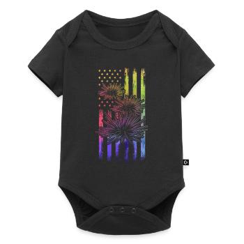 Seeigel US-Flagge Meerestier Amerikanische Flagge - Baby Premium Kurzarmbody - Schwarz - Vorne