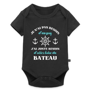 besoin psy bateau homme humour capitaine drole - Body à manches courtes Premium Bébé - noir - Devant