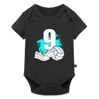 Volleyball 9 Years Old Volleyball Player 9th Birthday - Baby Premium short-sleeve bodysuit - black - Front