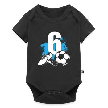 Fußball 6 Jahre alter Fußballer 6.Geburtstag - Baby Premium Kurzarmbody - Schwarz - Vorne