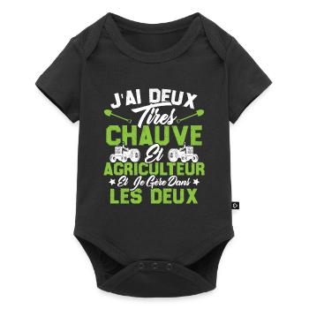 Chauve Agriculteur / Humour Cadeau Agriculture - Body à manches courtes Premium Bébé - noir - Devant