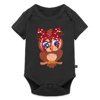 Eule - Baby Premium Kurzarmbody - Schwarz - Vorne