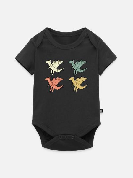 Origami Drachen - Baby Premium Kurzarmbody - Schwarz