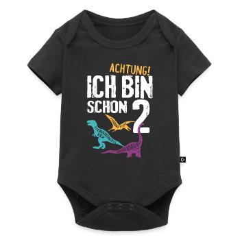 2. Geburtstag Dinosaurier 2 Jahre Dino Kinder - Baby Premium Kurzarmbody - Schwarz - Vorne
