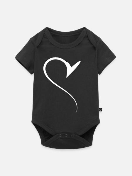 Halbes Weises Herz Simpel - Baby Premium Kurzarmbody - Schwarz