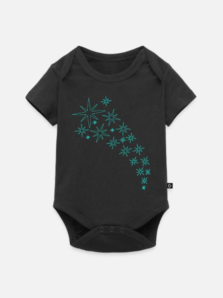 Sterne Mintgrünes Design - Baby Premium Kurzarmbody - Schwarz