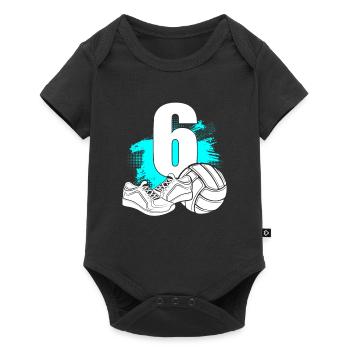 Volleyball 6 years old Volleyball player 6th birthday - Baby Premium short-sleeve bodysuit - black - Front