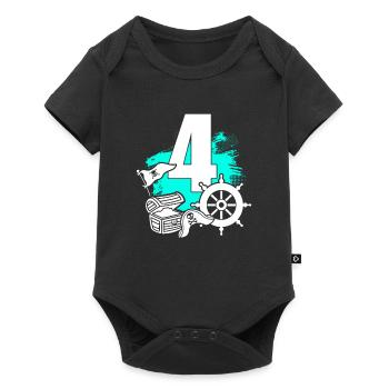 Pirate 4 year old pirates treasure 4th birthday - Baby Premium short-sleeve bodysuit - black - Front
