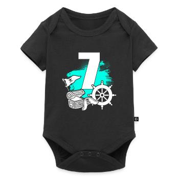 Pirate 7 years old pirates treasure 7th birthday - Baby Premium short-sleeve bodysuit - black - Front