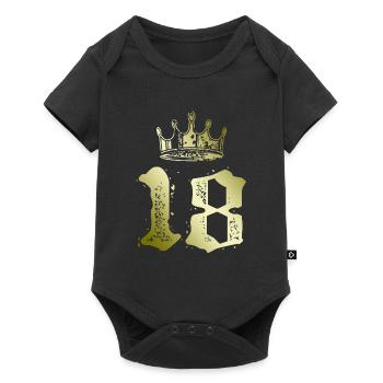 18 Zahl Krone - Baby Premium Kurzarmbody - Schwarz - Vorne