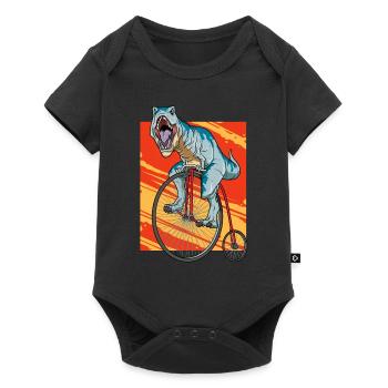 T-Rex Fahrrad Dinosaurier Hochrad Tyrannosaurus - Baby Premium Kurzarmbody - Schwarz - Vorne
