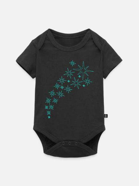 Sternenbogen Mintgrünes Design - Baby Premium Kurzarmbody - Schwarz