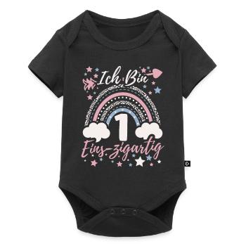 1. Geburtstag 1 Jahr Mädchen Ich Bin Eins-Zigartig - Baby Premium Kurzarmbody - Schwarz - Vorne