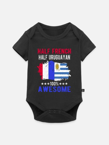 Halb Franzose Halb Uruguayer - Baby Premium Kurzarmbody - Schwarz