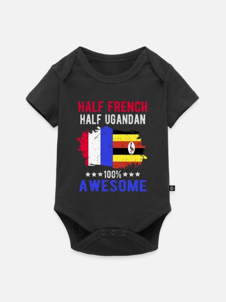 Halb Franzose Halb Ugander - Baby Premium Kurzarmbody - Schwarz