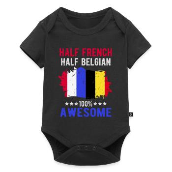 Moitié Français moitié belge - Body à manches courtes Premium Bébé - noir - Devant