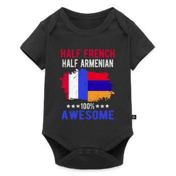 Halb Franzose Halb Armenier - Baby Premium Kurzarmbody - Schwarz - Vorne